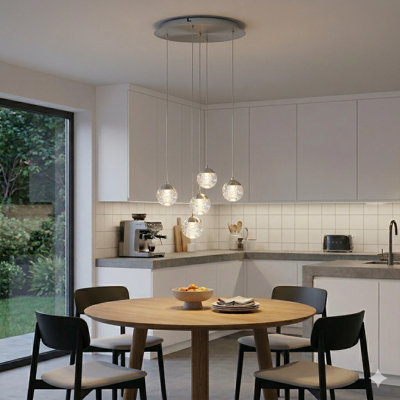 Luminaire suspendu en forme de globe à DEL 5 lumières avec accents de cristal Heatherly