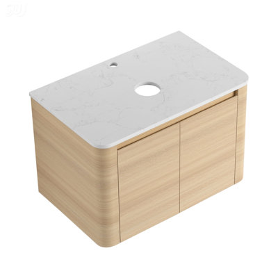 Meuble-lavabo mural de 30 pouces avec 2 portes à fermeture douce, écologique et beaucoup de rangement, parfait pour les salles de bain modernes.