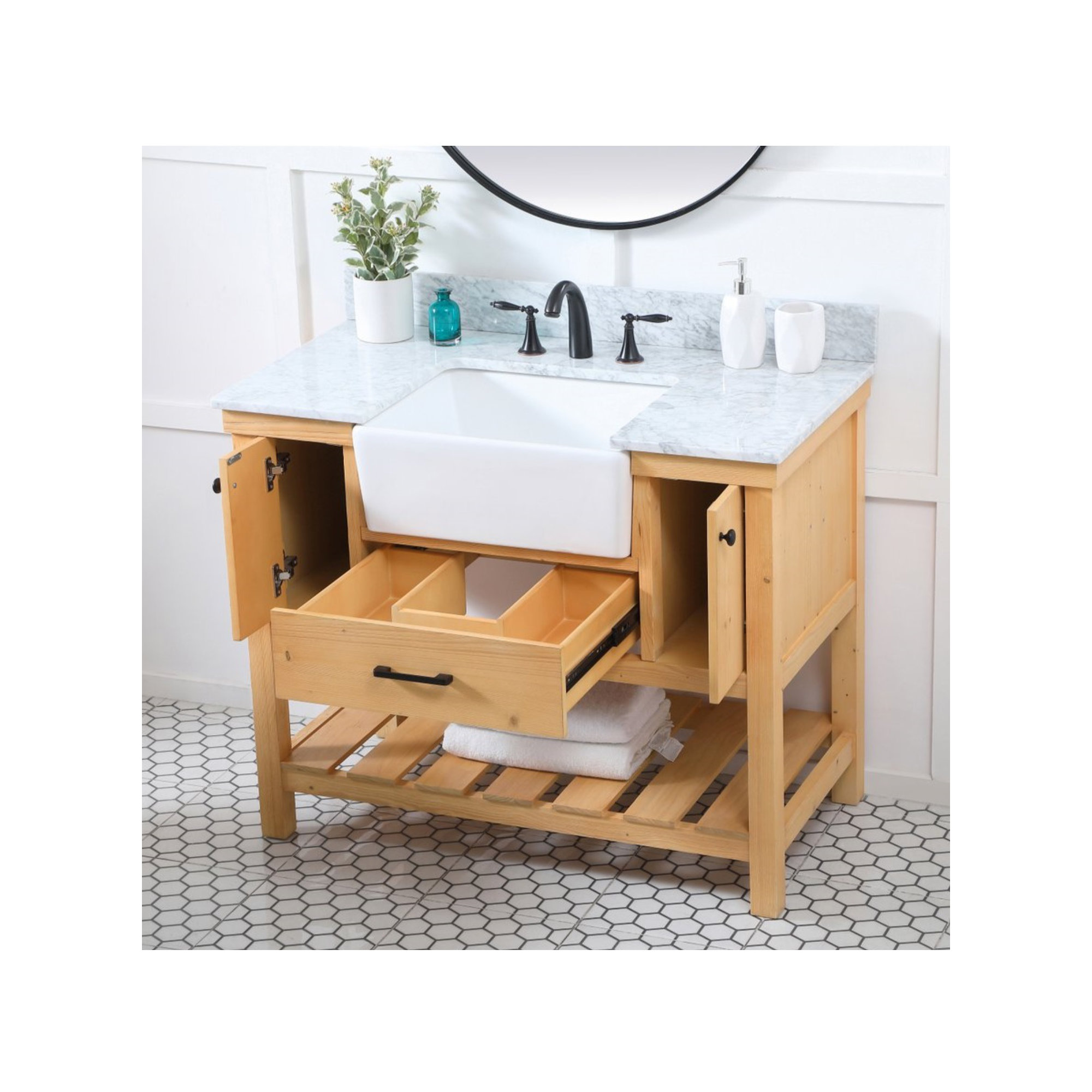 Pelaghia 42'' Single Bathroom Vanity, Natural Wood