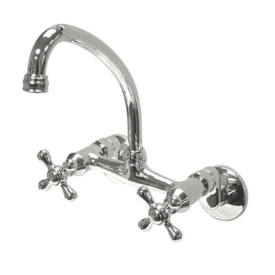 Kingston Brass Kingston Double-Handle 2-Hole Wall-Mount Bridge Kitchen Faucet
