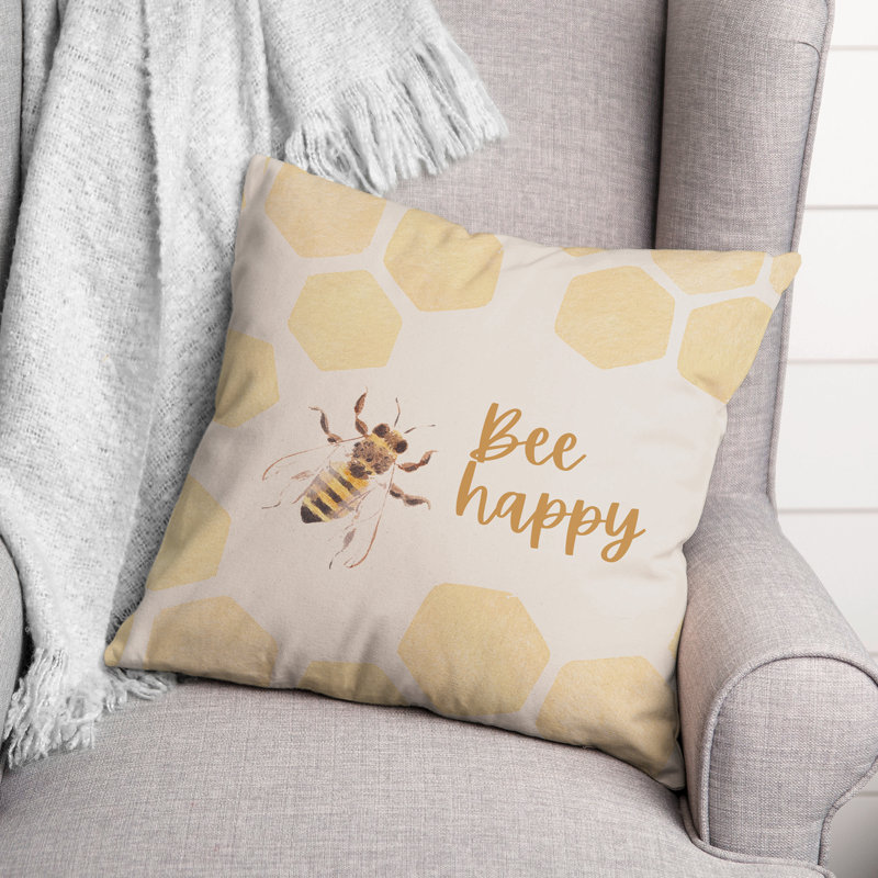  Housse et insert de coussin Bee Happy Watercolor Hive, 18 po x 18 po