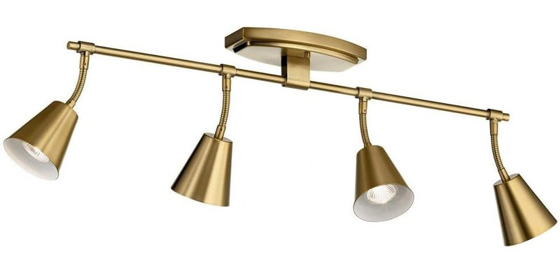 Ruby-Jade Four Light Rail Light, Brushed Natural Brass