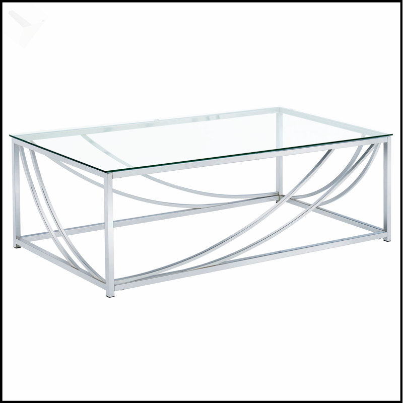 Table basse en verre et chrome Brianne avec pieds en métal durables, parfait pour les intérieurs modernes et minimalistes.