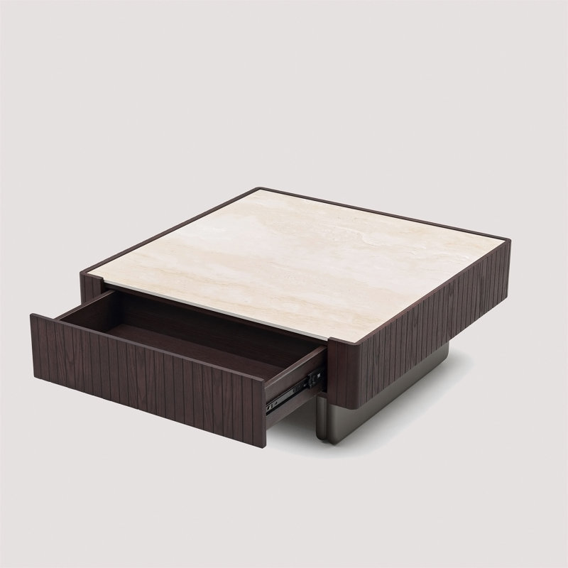 Table basse carrée moderne avec 1 tiroir