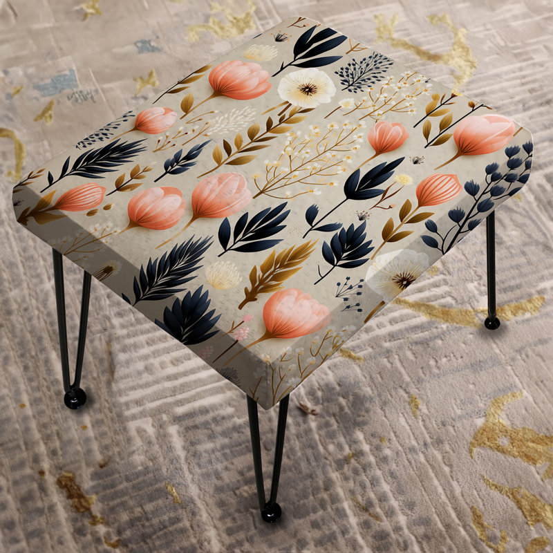 Simplicity In Pink Scandinavian Flowers - Floral Rectangle Ottoman