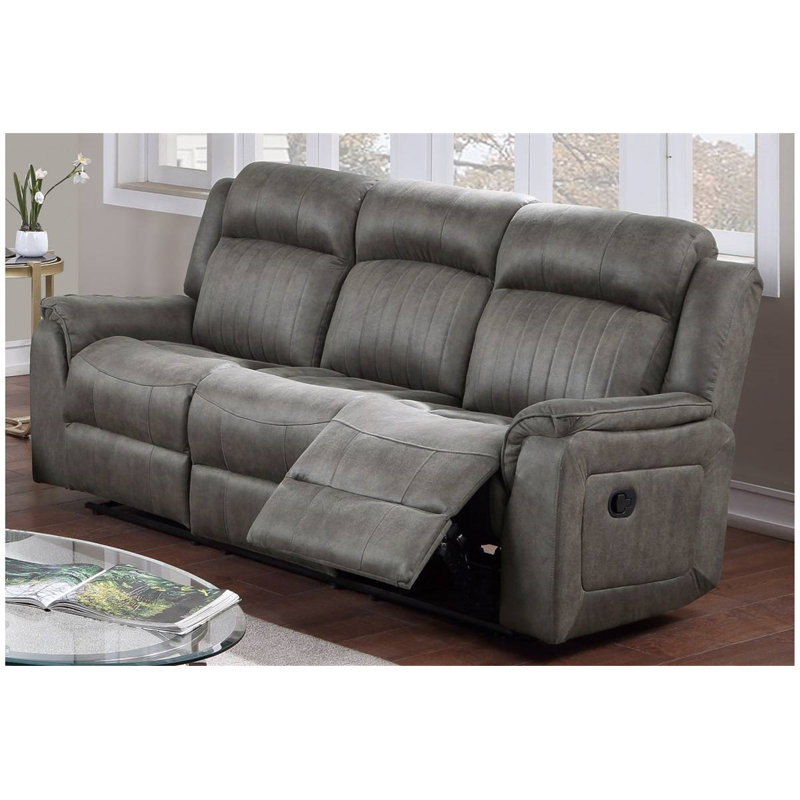 Amoakuh 84'' Faux Leather Reclining Sofa, Slate Blue Faux Leather