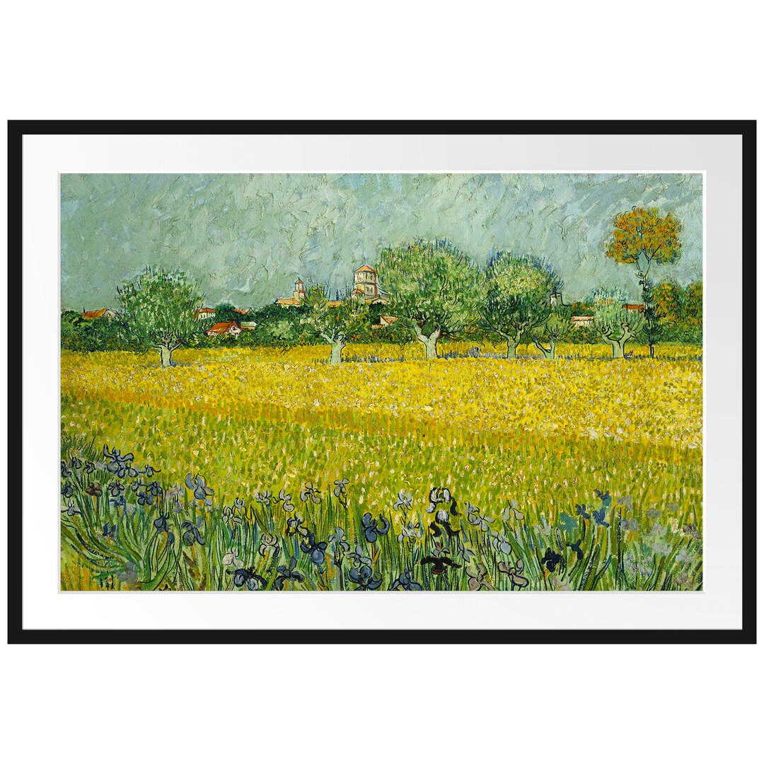 Gerahmter Kunstdruck Field with Flowers Near Arle von Vincent Van Gogh