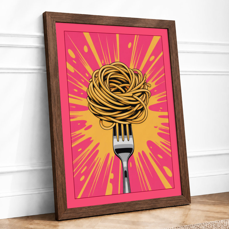 Fork And Pasta Pop Modern - Print, Walnut, A4 - 29.7 x 21.0 cm