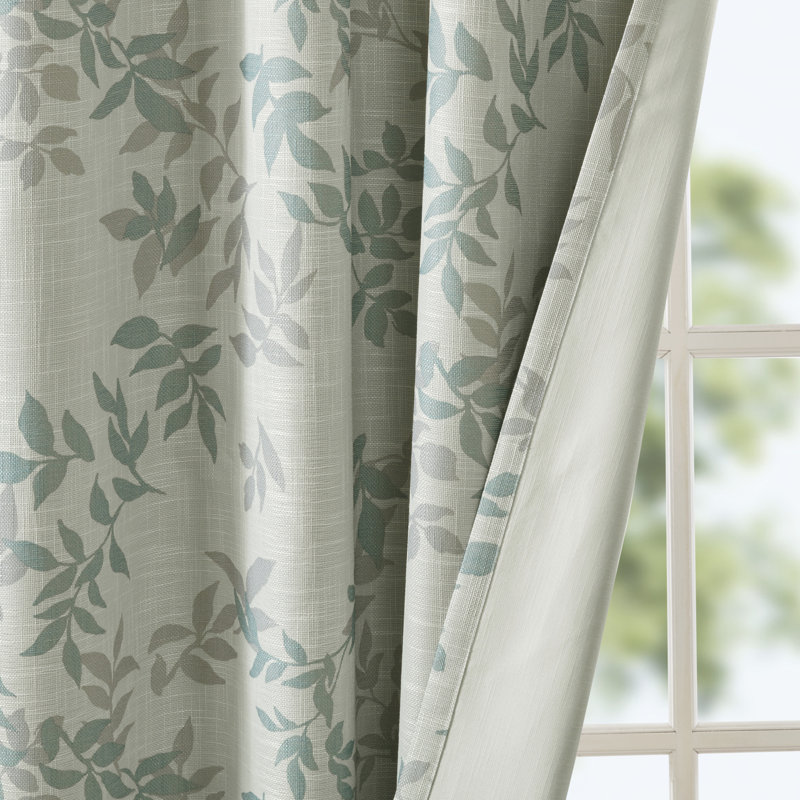 Julie Printed Botanical Blackout Curtain Panel, 50" W x 84" L, Aqua