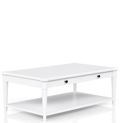 Cocktail Table With 2 Storage Drawers And White , Solid Wood + , Transitional Vibe Finished Two & Casual Style
