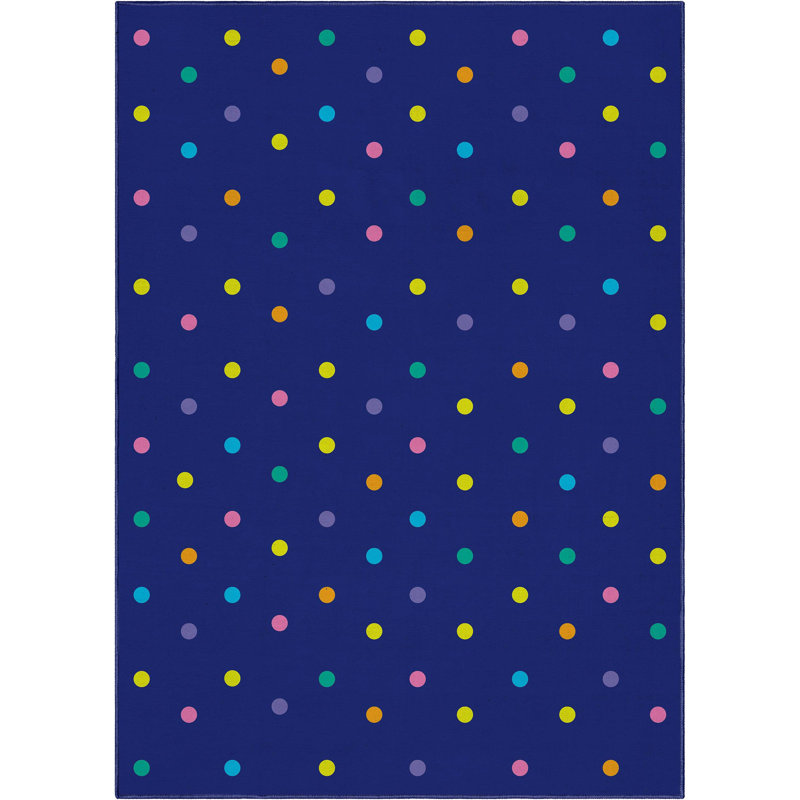 Crayola Polka Dot Blue Synthetic 5' x 7' Area Rug