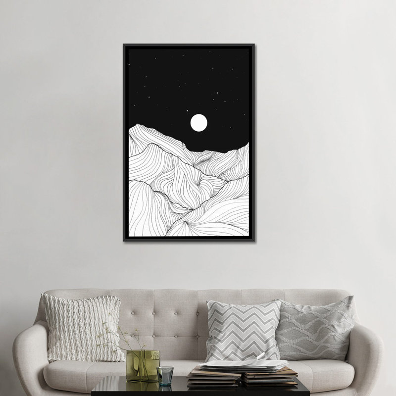 «Lines», impression sur toile tendue, H 26 po x l 18 po x P 1,5 po, Toile avec cadre noir, Pas de tapis