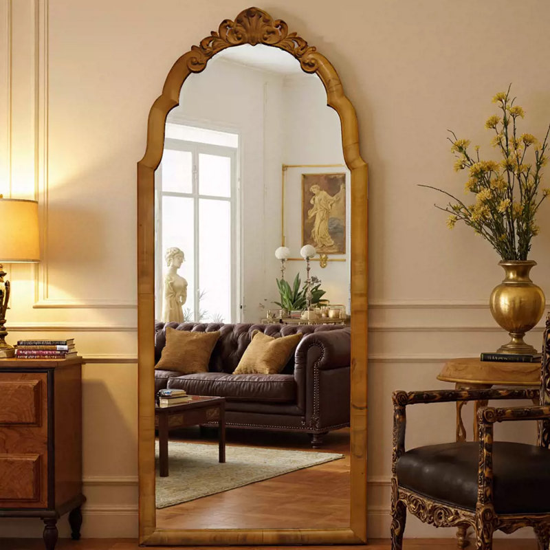 Miroirs muraux demi-cercles en bois manufacturé, 66,93 po x 27,56 po