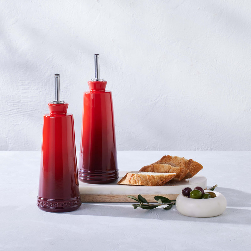 Le Creuset Stoneware Oil & Vinegar Set, Cerise