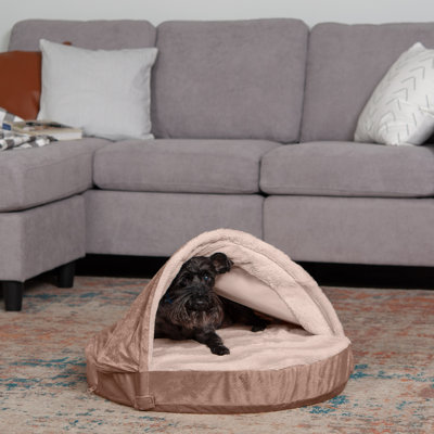  Faux Sheepskin Hooded Dog Bed