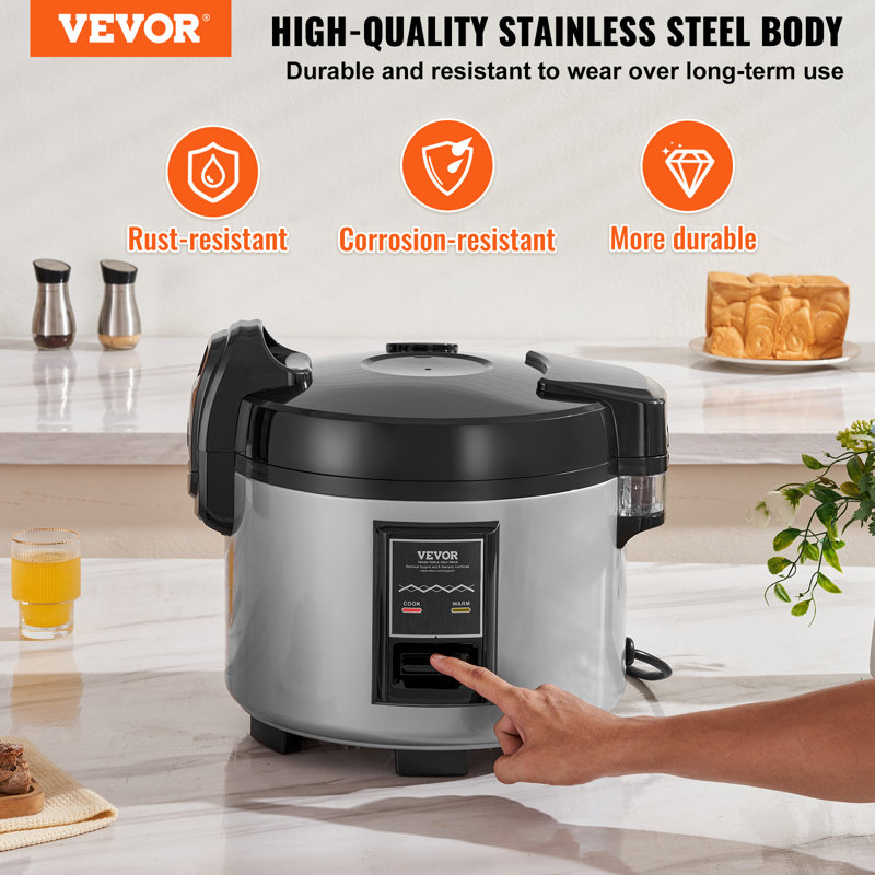 VEVOR 60-Cup Electric Commercial Non-Stick Rice Cooker with Steamer