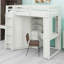 Lit mezzanine avec garde-robe intégré et bureau d'étude, lit haut peu encombrant avec plateau à clavier, station de charge et double projecteur-700911494
