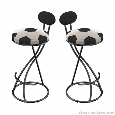 Ensemble de 2 tabourets de bar ronds à rayures en forme de S