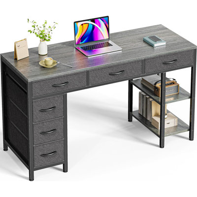 Computer Desk With 6 Drawers, Office Desk With Shelves, Reversible Gaming Desk, Corner Desk With Storage, Work Desk For Home Office, Study, Living Roo