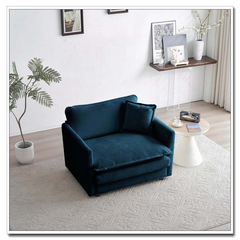 Fauteuil d'appoint en chenille, fauteuil club de salon, Bleu