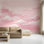 Papier peint rose avec nuages et aquarelle