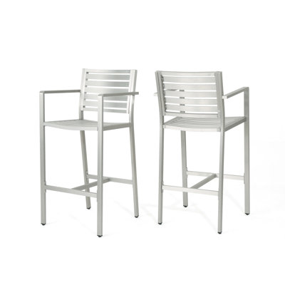 2 Seating Outdoor , Of 2 - Silver, Rust Aluminum Frame With Group 29.50" & Condiment Holder