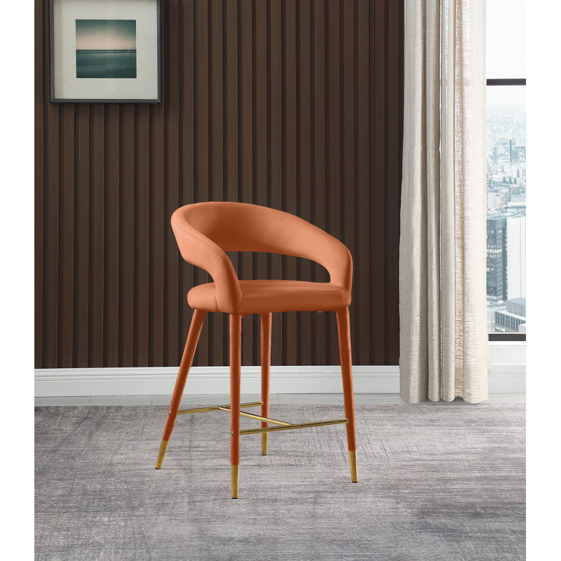 Destiny 26.5" Counter Stool, Velvet, Cognac