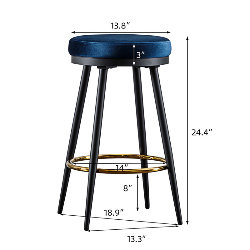 Tabouret de comptoir pivotant 24,4 po Burel, Bleu