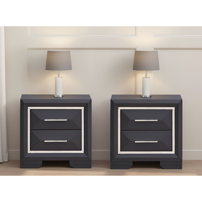Ensemble de 2 tables de chevet noires Lemvig