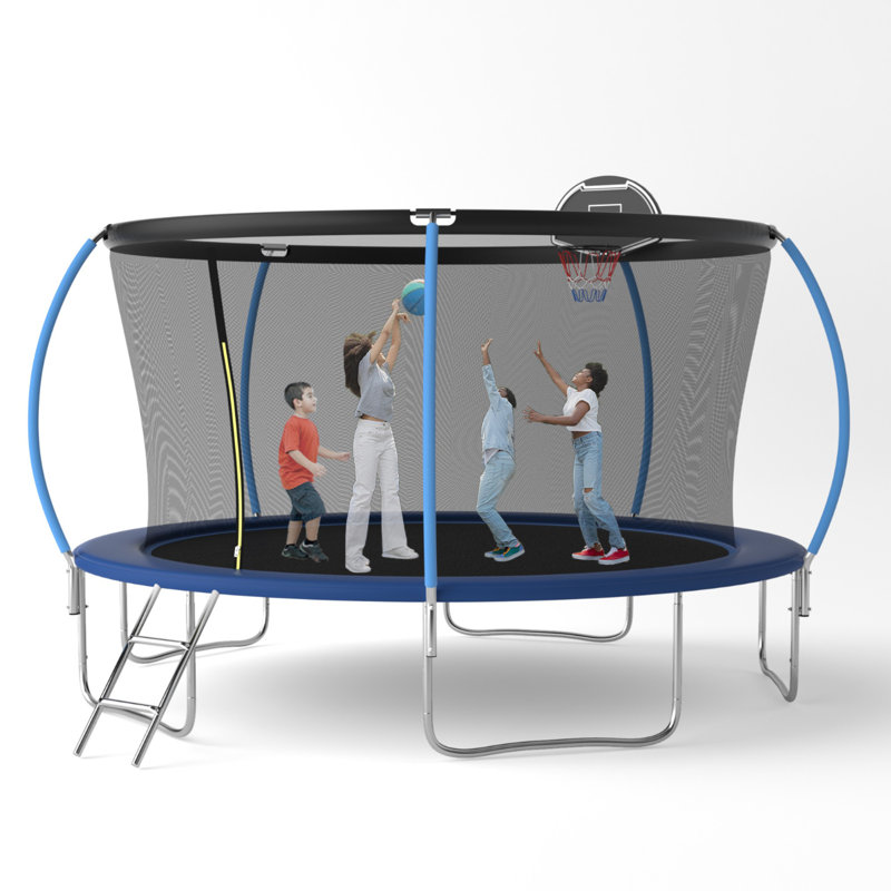 SENCHO GINSYTALIOR 14' Round Backyard Trampoline with Safety Enclosure