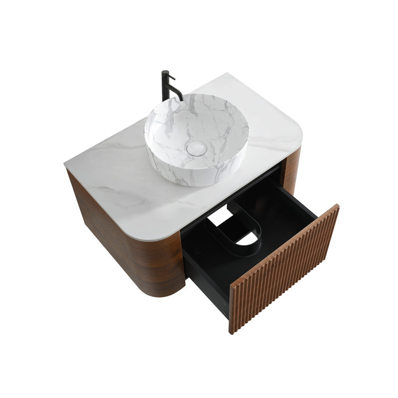 Meuble-lavabo cannelé avec armoire de rangement et tiroirs 30 po Avalon, 30