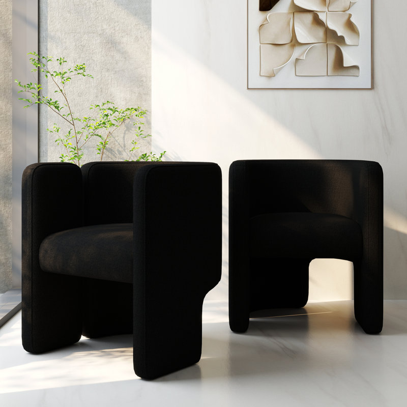 Jaimyn Upholstered Barrel Chair, Black Teddy