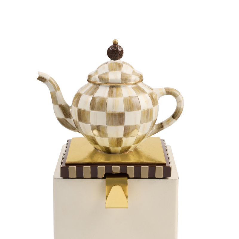 Courtly Check Teapot Stocking Holder, Yellow