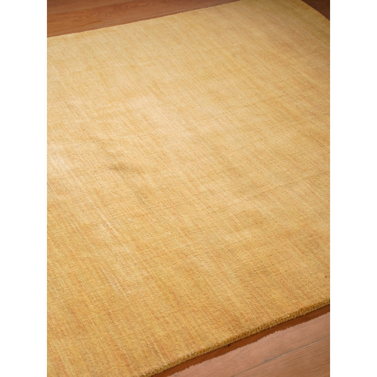 Manns Hand Knotted Loom Wool Eco-Friendly Area Rugs - Gold Color, Plain Solid Design, High Pile Thick Handmade Anti Skid Area Rugs for Living Room, Bed Room