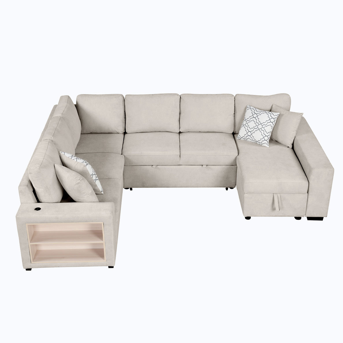 Hokku Designs Toko Modern U-shaped Sectional Sofa With Pull Out Bed And ...