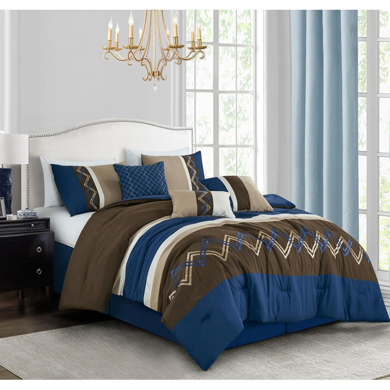 Microfiber Modern & Contemporary 7 Piece Comforter Set, California King Comforter + 6 Additional Pieces