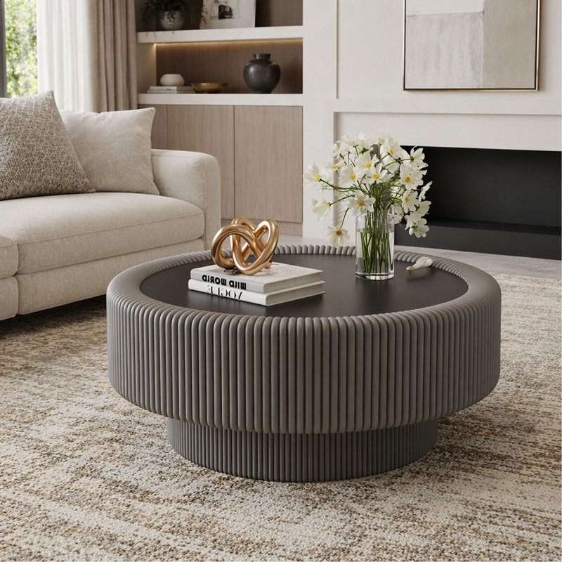 Table basse ronde de 5 pouces, table d'appoint moderne et multifonctionnelle pour salon, chambre à coucher, appartement, bureau à domicile, assemblage facile