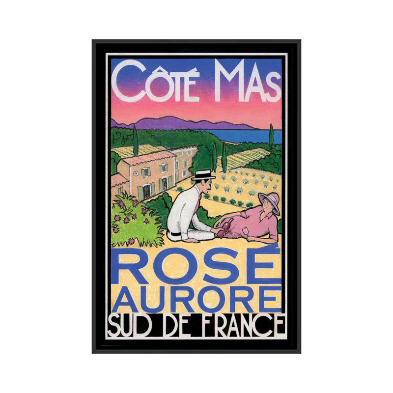 «Rosé Aurore», affiche vintage sur toile, Toile encadrée noire, Pas de tapis, H 48 po x l 32 po x P 1,5 po