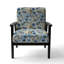 Motif de faune blanche et bleue Ranunculus - Fauteuil de ferme rembourré, fauteuil d'appoint bleu