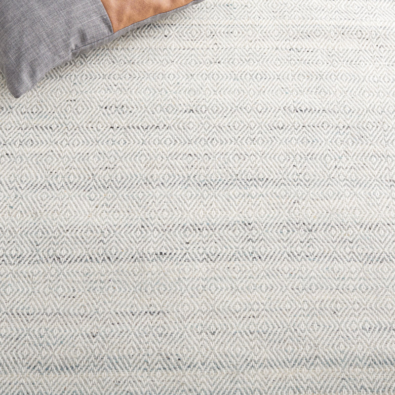 Msr9675 Wilton Martha Stewart Hand Woven Wool Cotton Geometric Rug in Light Blue/Ivory, Rectangle 5' x 8'