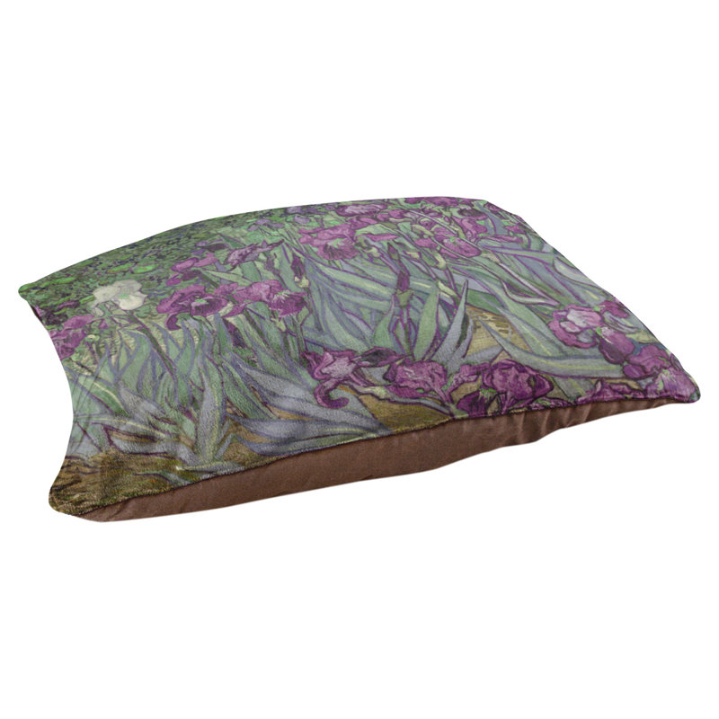 Coussin stylisé irises Burk, L 19,5 po x l 29,5 po, Rose / brun foncé
