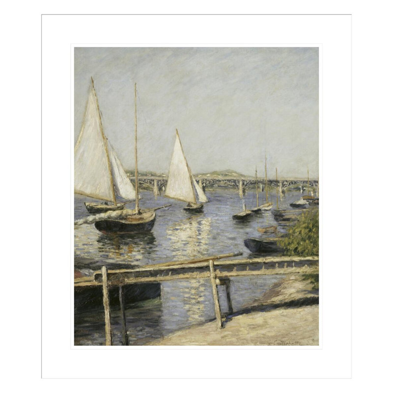 Voilier à Argenteuil par Gustave Caillebotte - Reproduction giclée encadrée, H 27,25 po x l 23,5 po