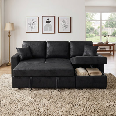 60 " Faux Leather L-Shaped Sectional