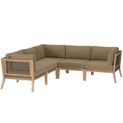 Modway Clearwater Outdoor Patio Teak Wood 5-Piece Sectional Sofa by Modway