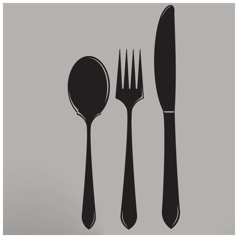 Adhésif décoratif cuillère fourchette, Noir