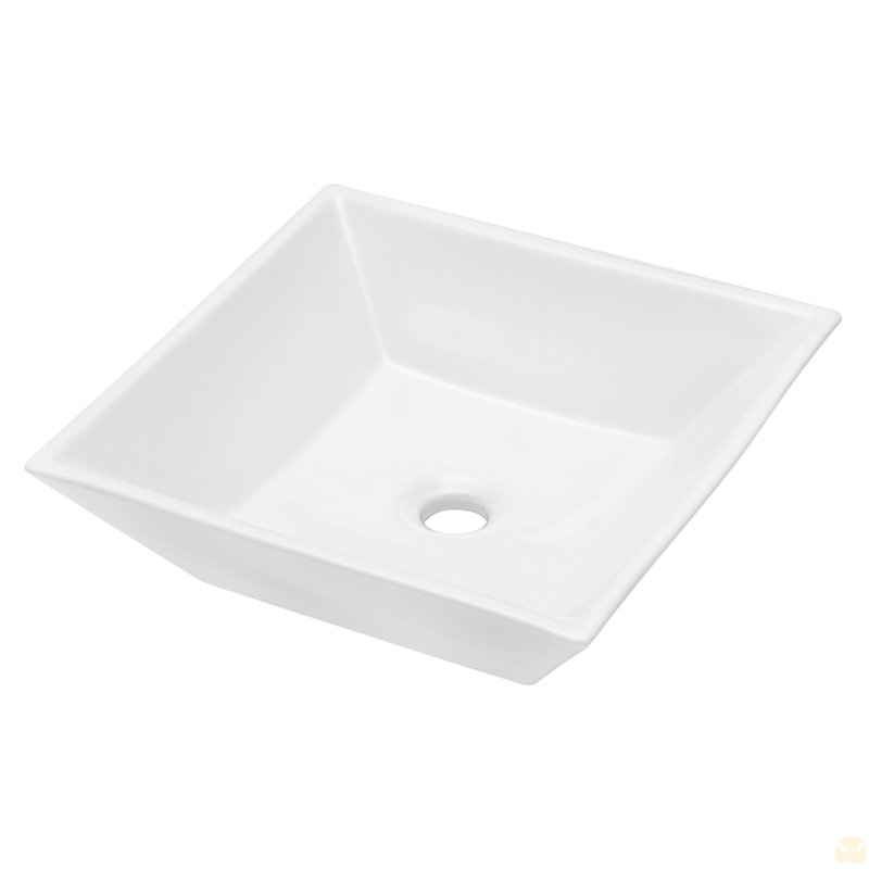 Lavabo de salle de bain vasque carré en céramique 16X16 pouces