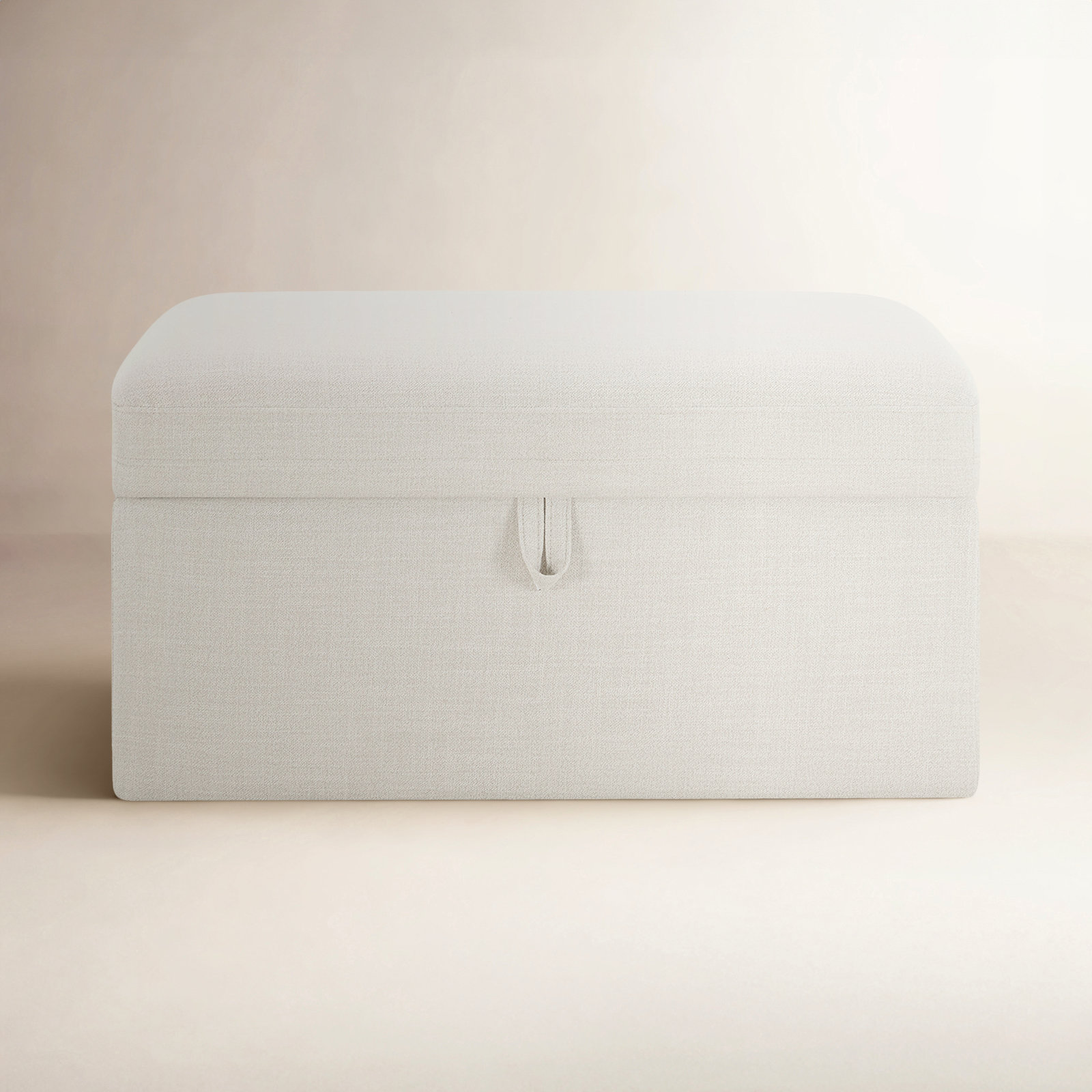 37" Linen Upholstered Ottoman, Effie Linen Performance Weave
