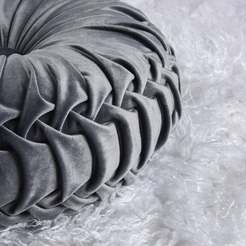 Velvet Round Throw Pillow, Dark Gray