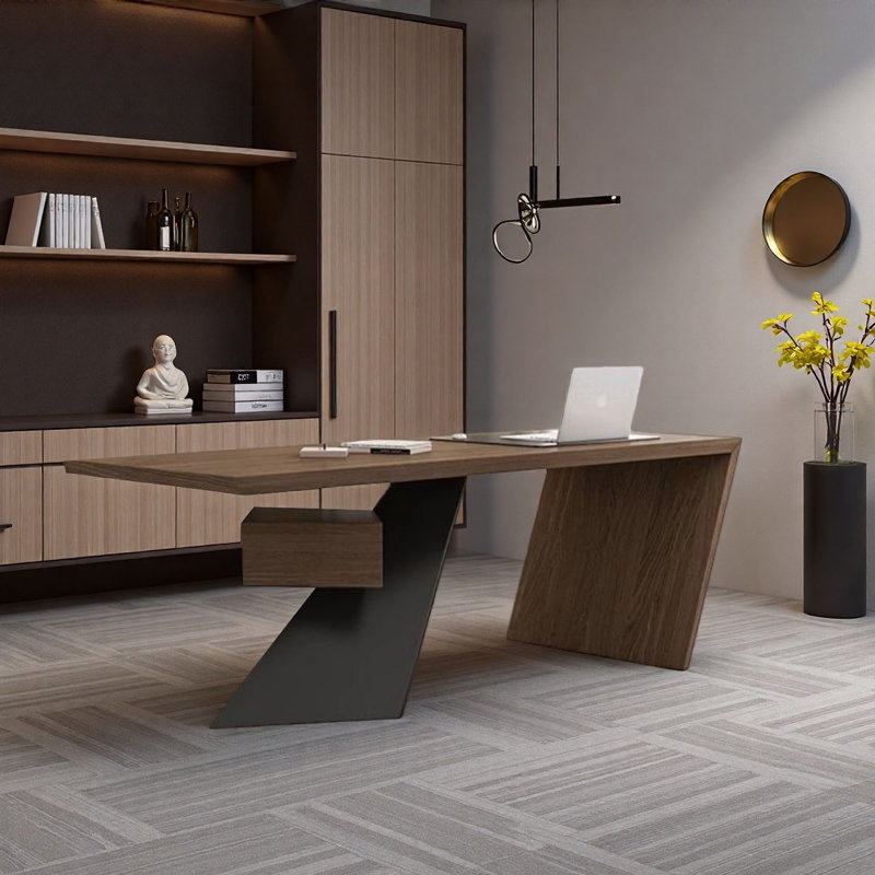 Modern Solid Wood & Executive Desk, 29.5" H x 70.9" W x 27.6" D