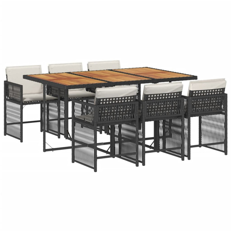 Ensemble repas d'extérieur vidaXL noir, blanc crème